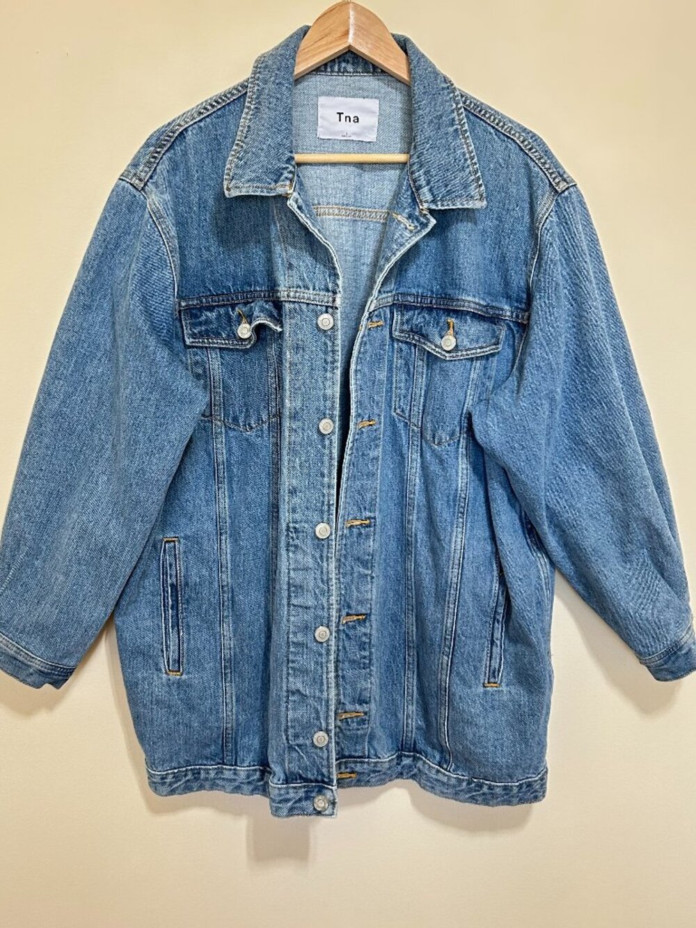 Aritzia | TNA Long Oversized Jean Jacket Blue Size L